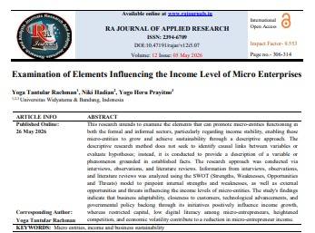 Examination of Elements Influencing the Income Level of Micro Enterprises